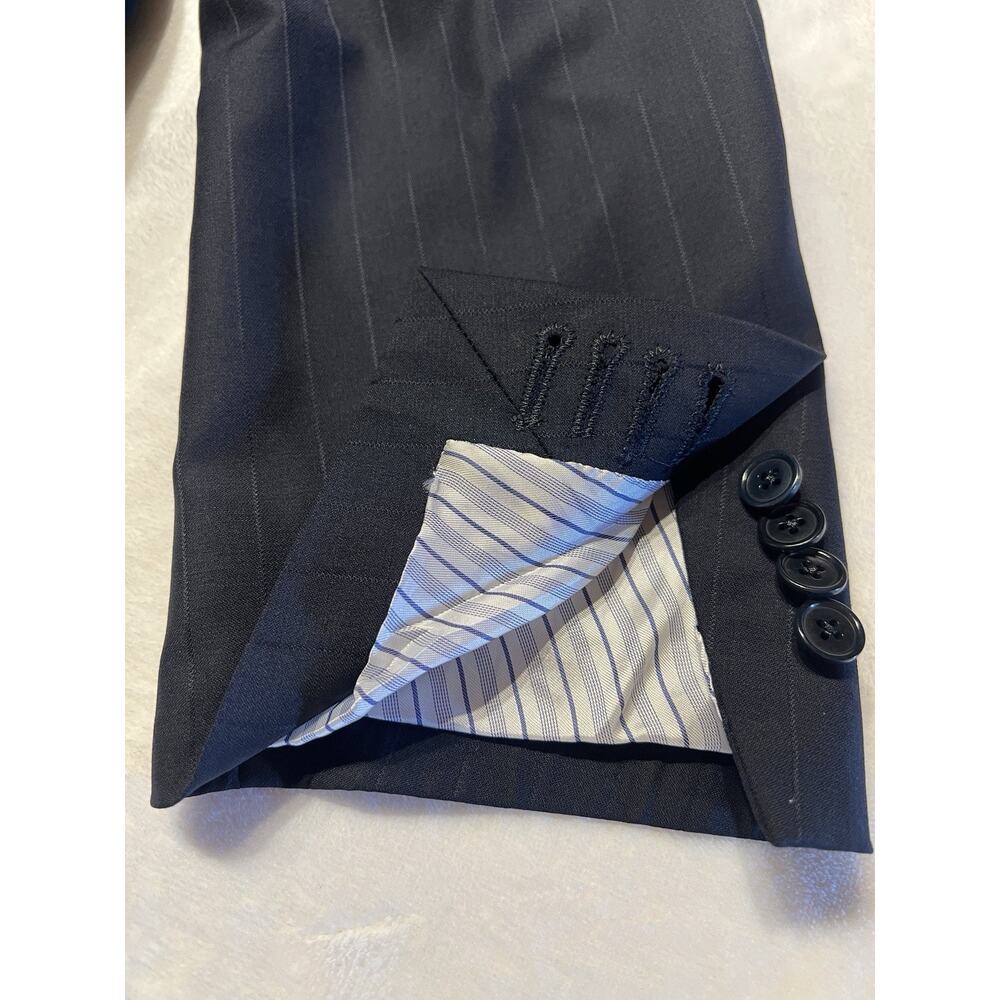 Ermenegildo Zegna Su Misura ROM 50L 44x31 Dark Blue Stripe Suspenders Soltex - Picture 8 of 16